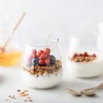 Breakfast granola yogurt with berries
