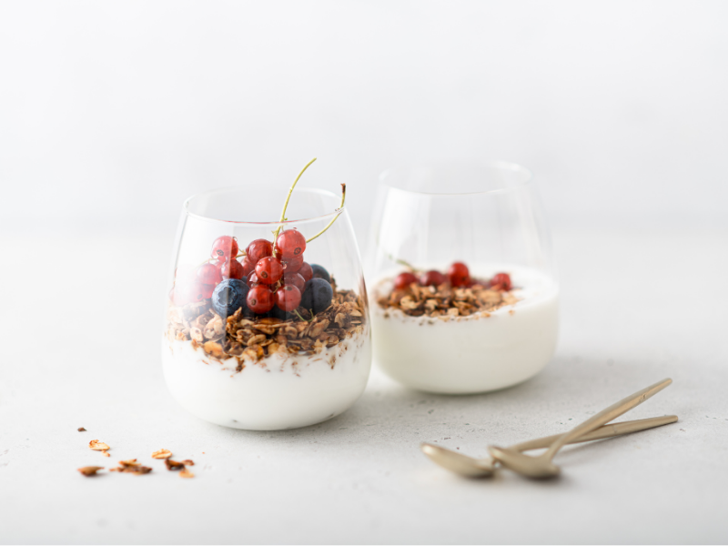 Breakfast yogurt and fruit parfait