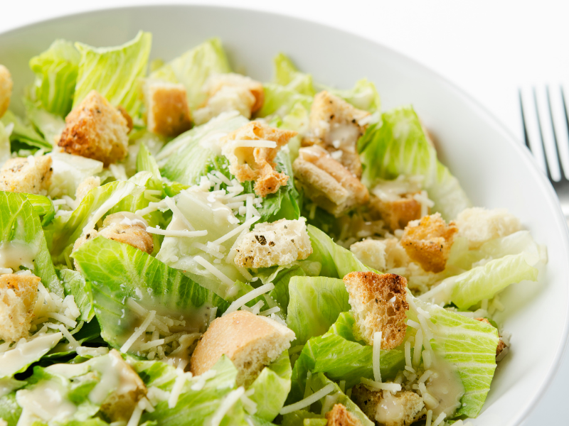 Caesar salad with croutons and Parmesan cheese