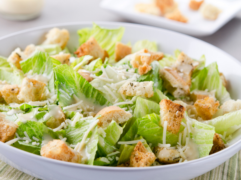 Caesar salad with dressing