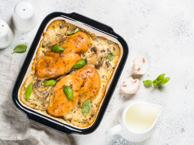 Chicken breasts with mushroom cream sauce