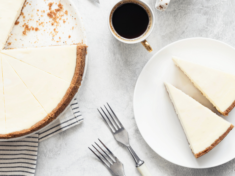 Classic New York cheesecake slices