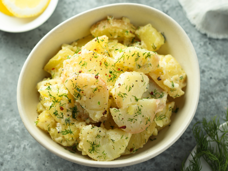 Classic potato salad with seasonings
