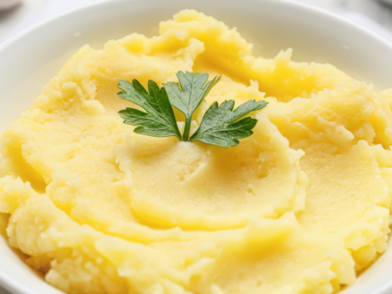 Garlic mashed potatoes with creamy texture