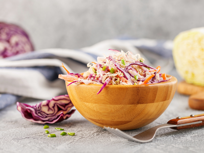 Homemade coleslaw with dressing