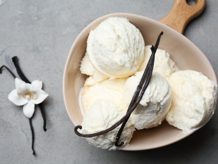Homemade vanilla bean ice cream