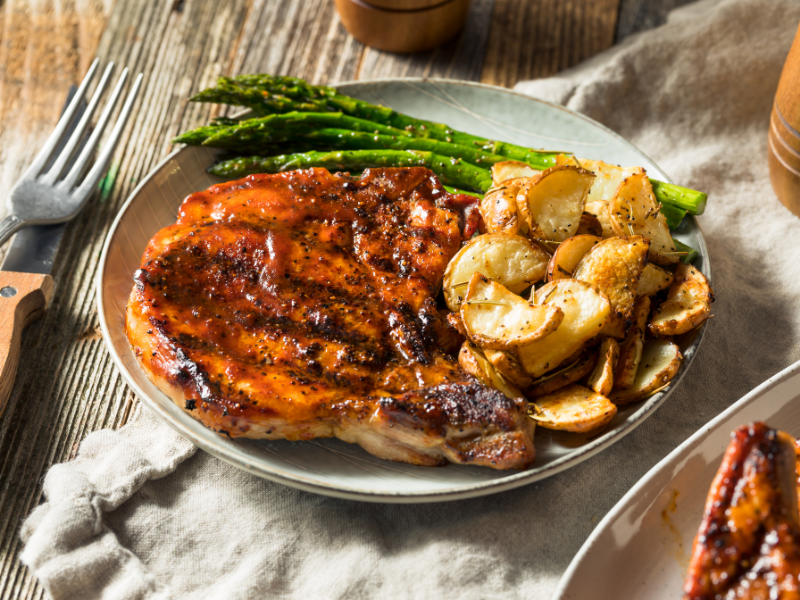 Oven-baked bone-in pork chops