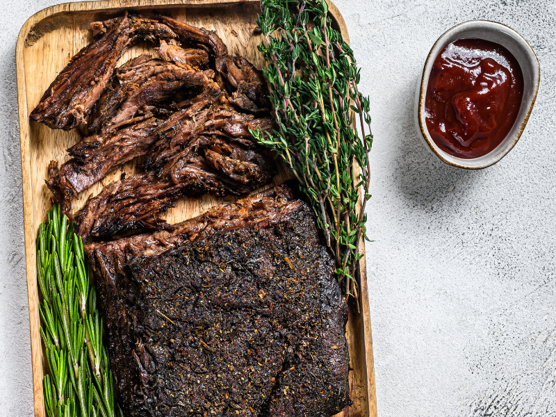 Tender smoked brisket with seasoning