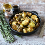 Oven-roasted Brussels sprouts with rosemary balsamic glaze