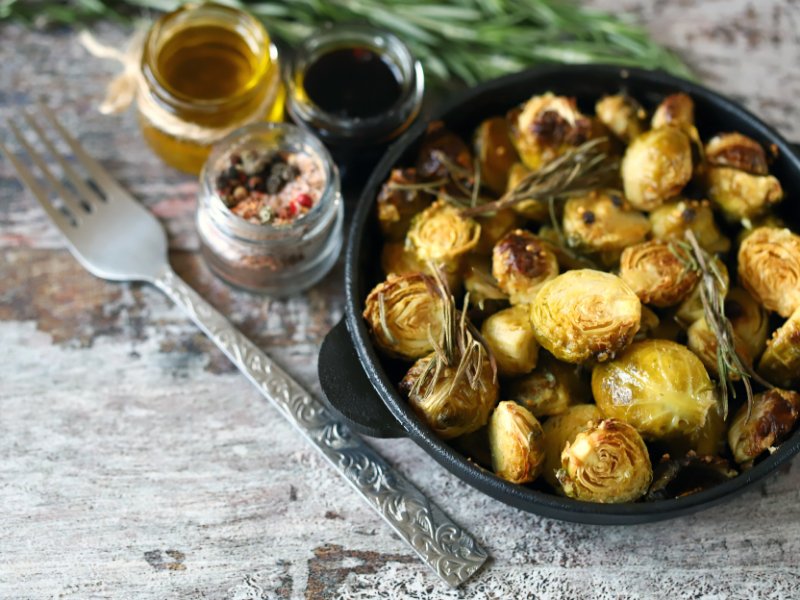 Roasted Brussels sprouts with rosemary balsamic glaze