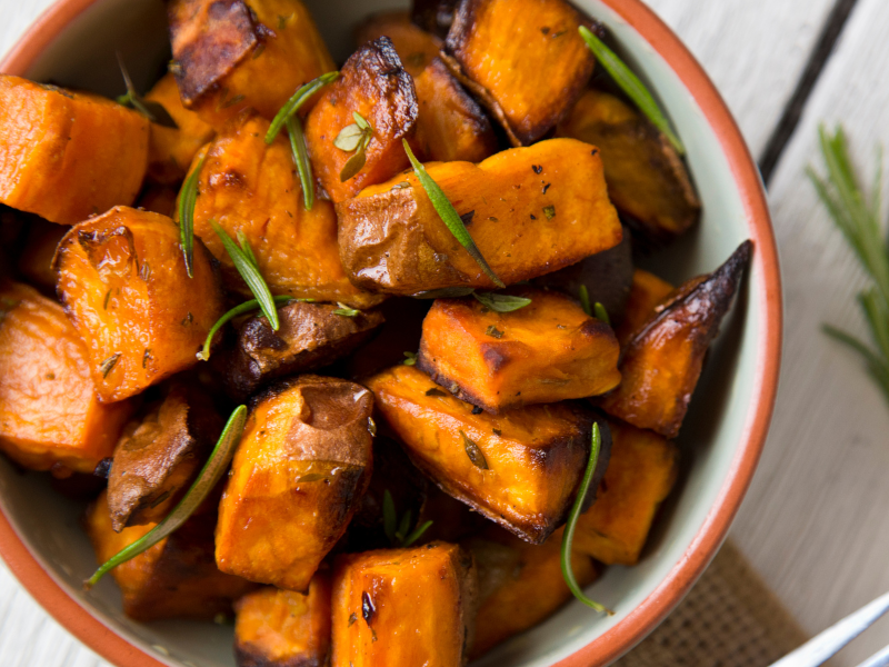 Oven roasted sweet potatoes with rosemary