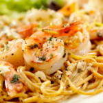 Shrimp scampi with pasta and homemade lemon garlic sauce