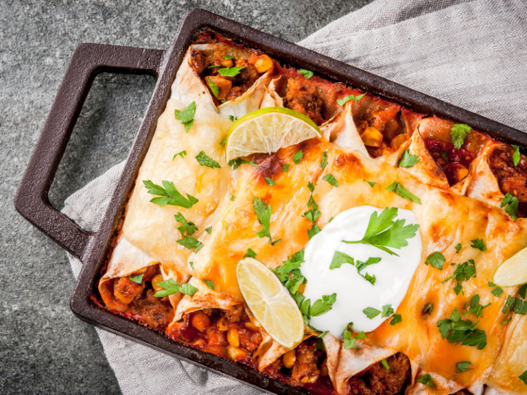 Spicy beef enchiladas with homemade sauce