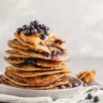 Vegan peanut butter blueberry pancakes
