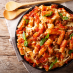 Ziti pasta with bolognese sauce