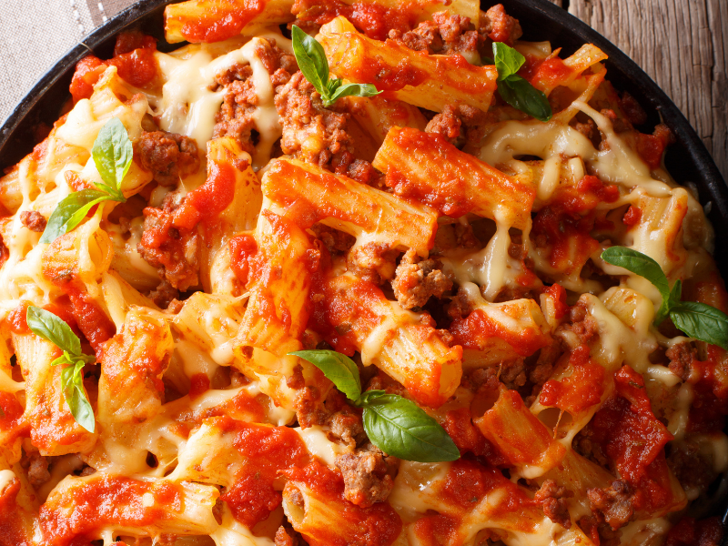 Ziti with bolognese sauce